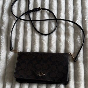 Coach Dark Brown Patterned Crossbody Bag